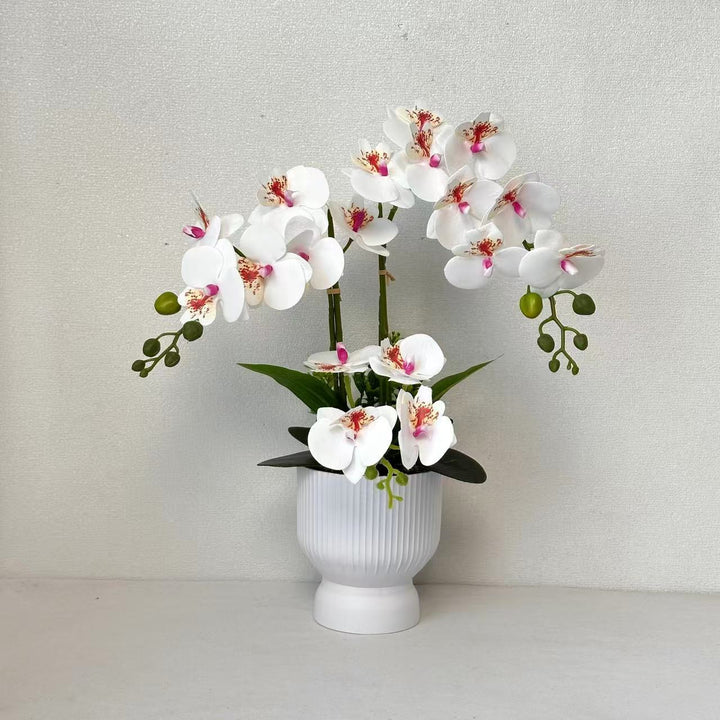 Lifelike Orchid Plant Arrangement for Tabletop Decor