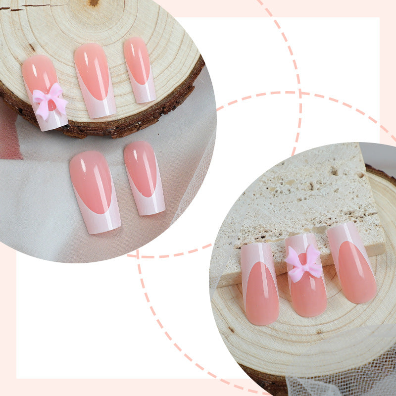 Decorative Press-On Nail Set with Elegant Bows kalsten