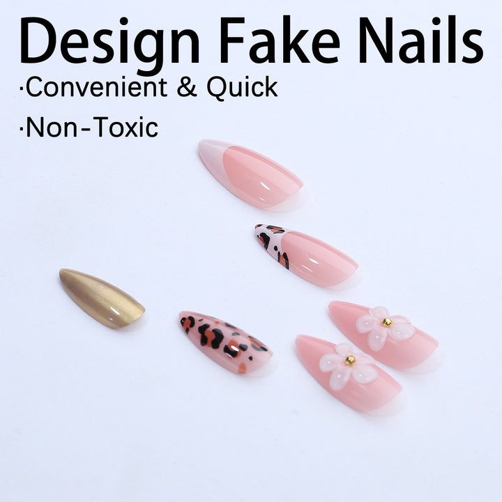Creative Nail Art Set with Floral and Animal Accents Kalsten