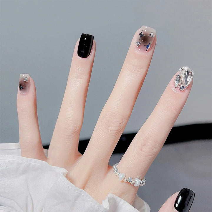 Artificial nail set with glamorous glitter and crystal decorations Kalsten