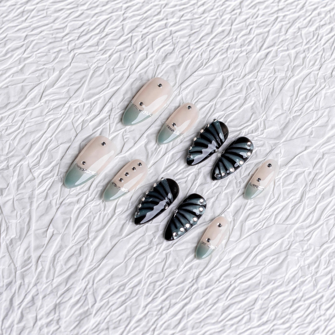 Stylish Press-On Nail Set with Unique Textures