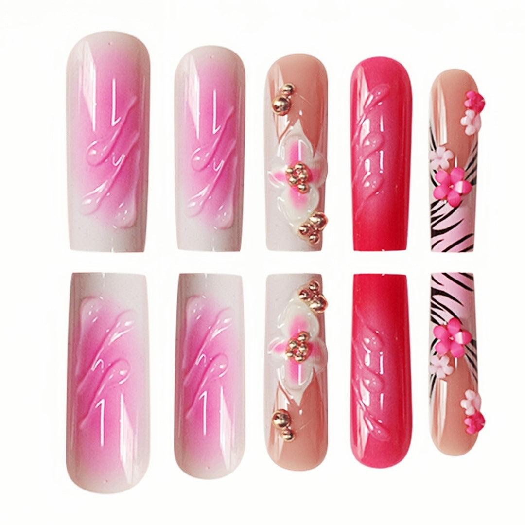 Floral Acrylic Press-On Nail Art Extensions Kalsten