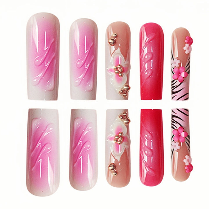 Floral Acrylic Press-On Nail Art Extensions Kalsten