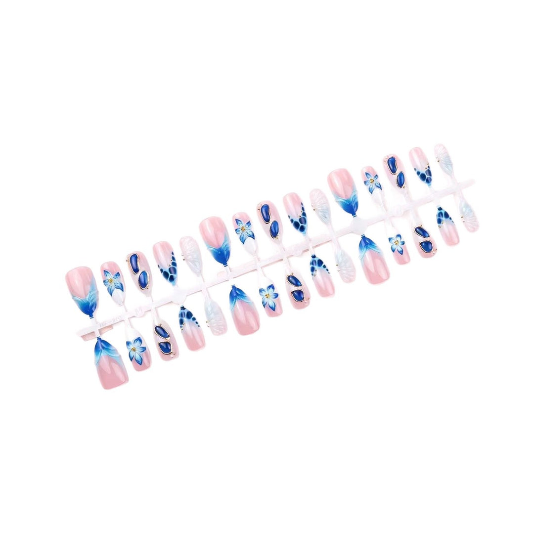 Artistic Press-On Nail Tips Set with Floral and Geometric Patterns Kalsten