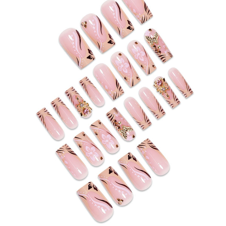 Artistic Floral Embellished Press-On Nails Kalsten