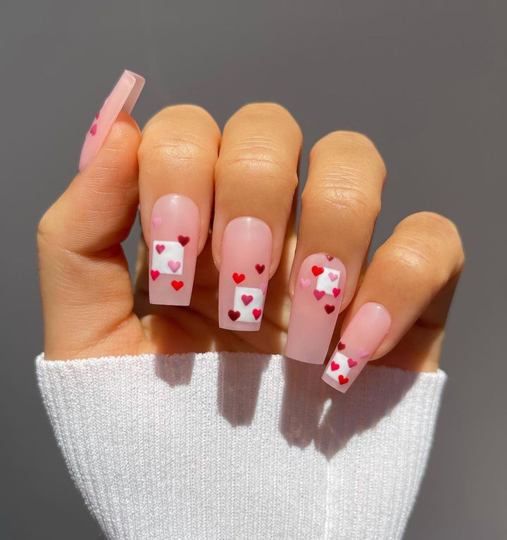 Artistic Nail Extensions with Heart Design Kalsten