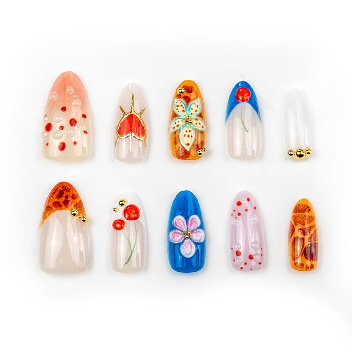 Decorative Press-On Nail Art Set with Artistic Designs Kalsten