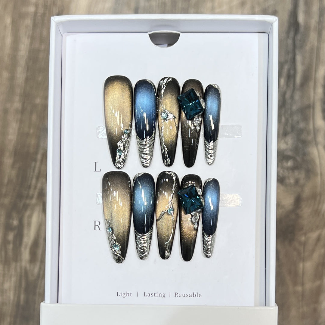 Stiletto Nail Art Set with Galactic Design Kalsten