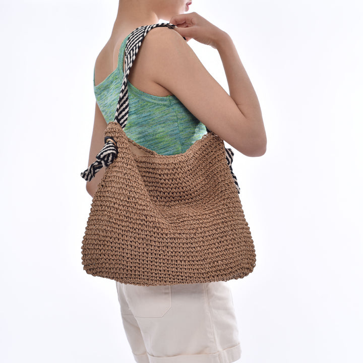 Handmade bucket bag with modern stripe pattern Kalsten