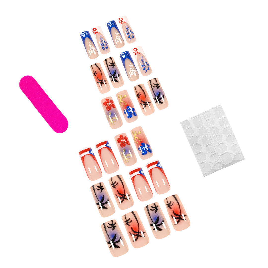 Artistic acrylic nails with floral and tropical design Kalsten