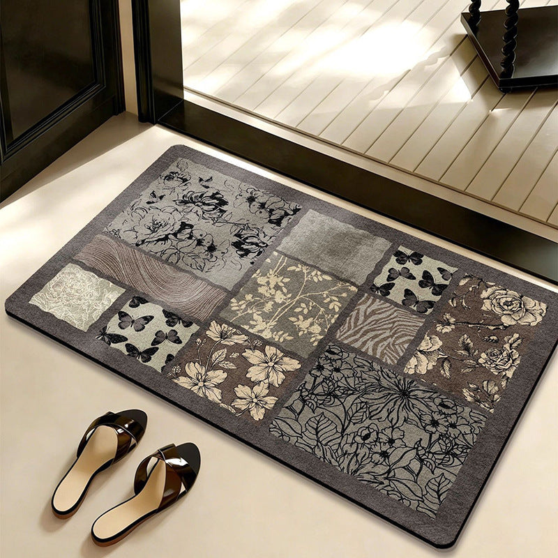Decorative Botanical-Themed Floor Mat
