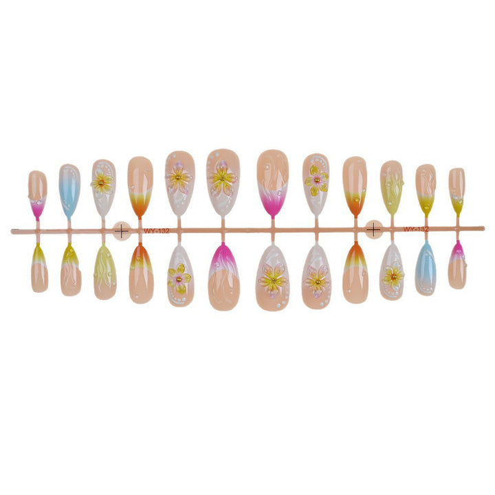 Vibrant Floral Press-On Nail Art Set Kalsten