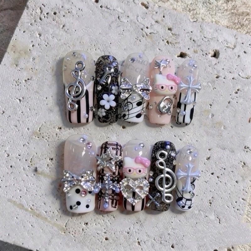 Musical-Inspired Decorative Press-On Nail Art Set