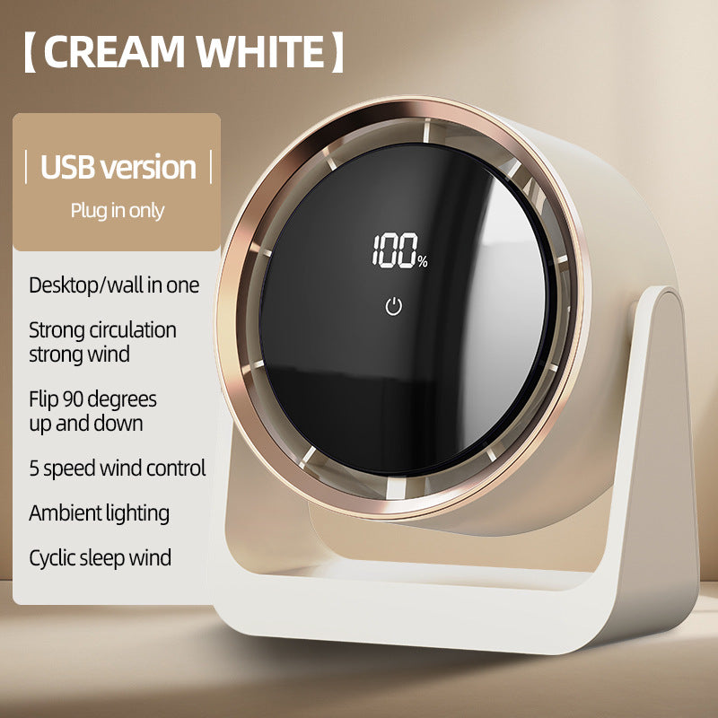 Unisex nan compact rechargeable bladeless desktop air circulator with LED battery display and tilt function Kalsten