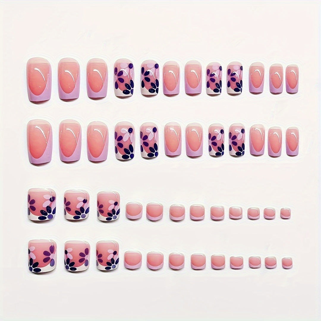 Decorative Press-On Nail Art Set with Floral Design Kalsten