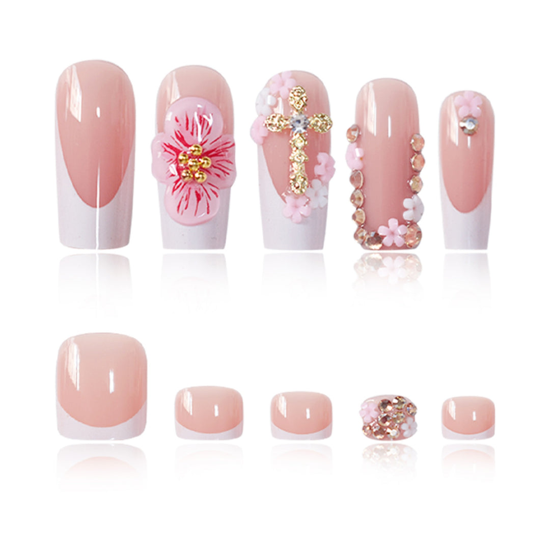Floral Accent Press-On Nail Art Set Kalsten