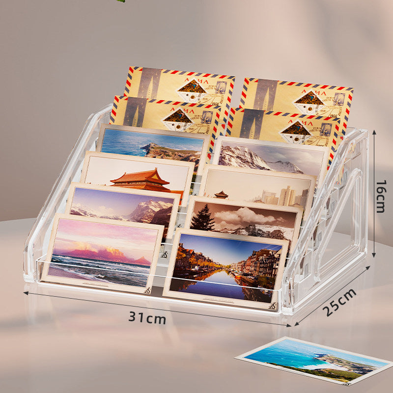 Clear Acrylic Multi-Slot Postcard and Photo Countertop Display Organizer