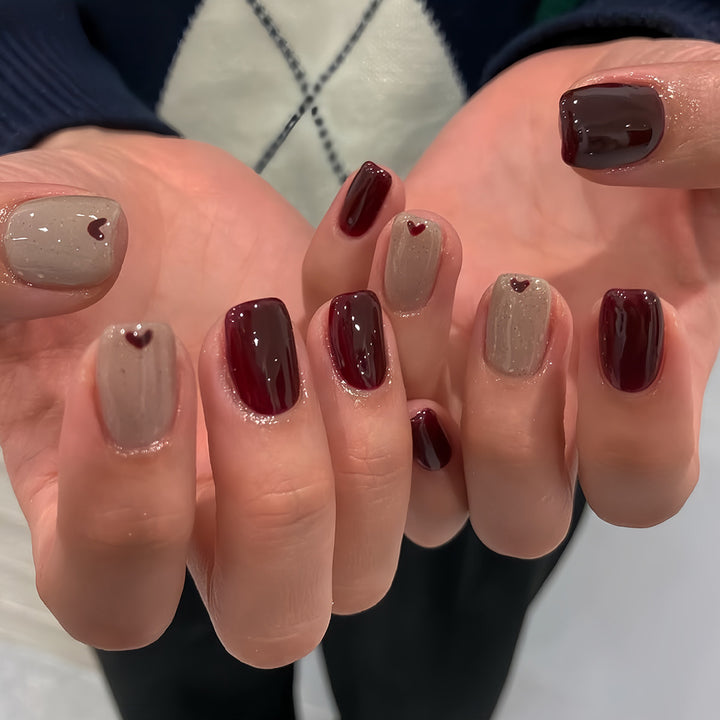 Artistic Heart-Design Press-On Nail Art Kalsten