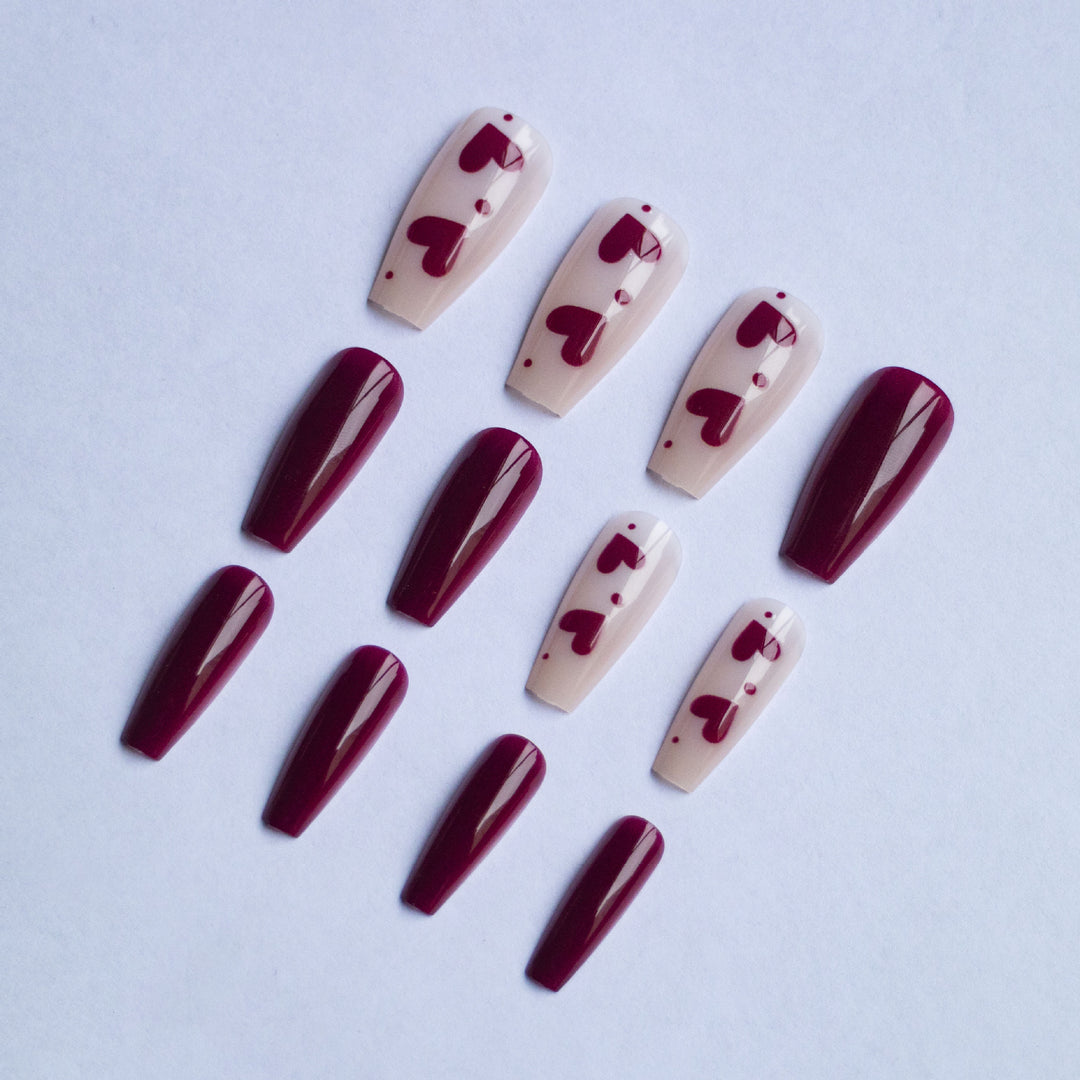 Artistic Heart-Themed Gel Nail Set