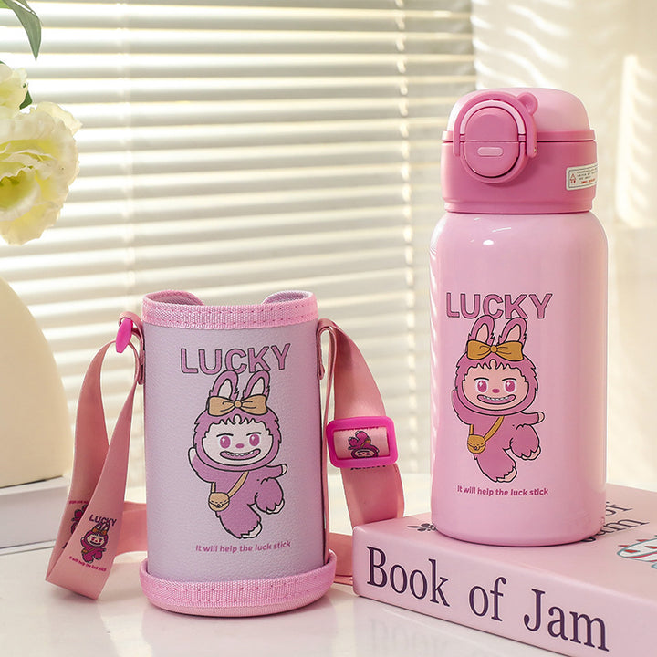Women Insulated Water Bottle with Practical Carry Strap and Playful Design Kalsten