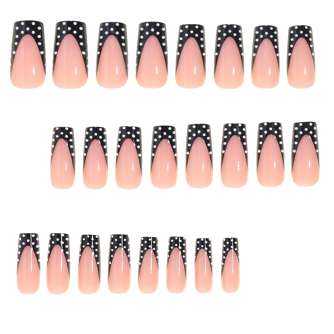 Elegant Polka Dot French Tip Press-On Nails Kalsten