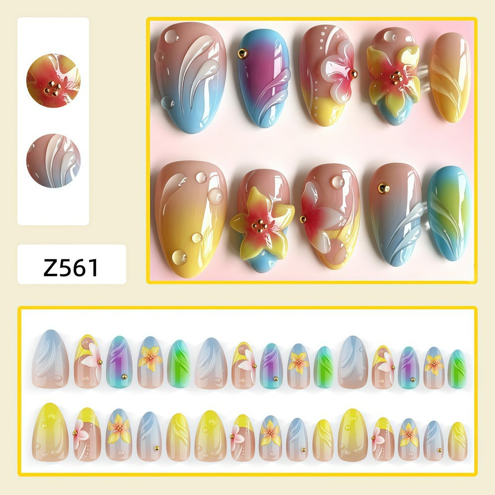 Artificial nails with floral 3D accents Kalsten