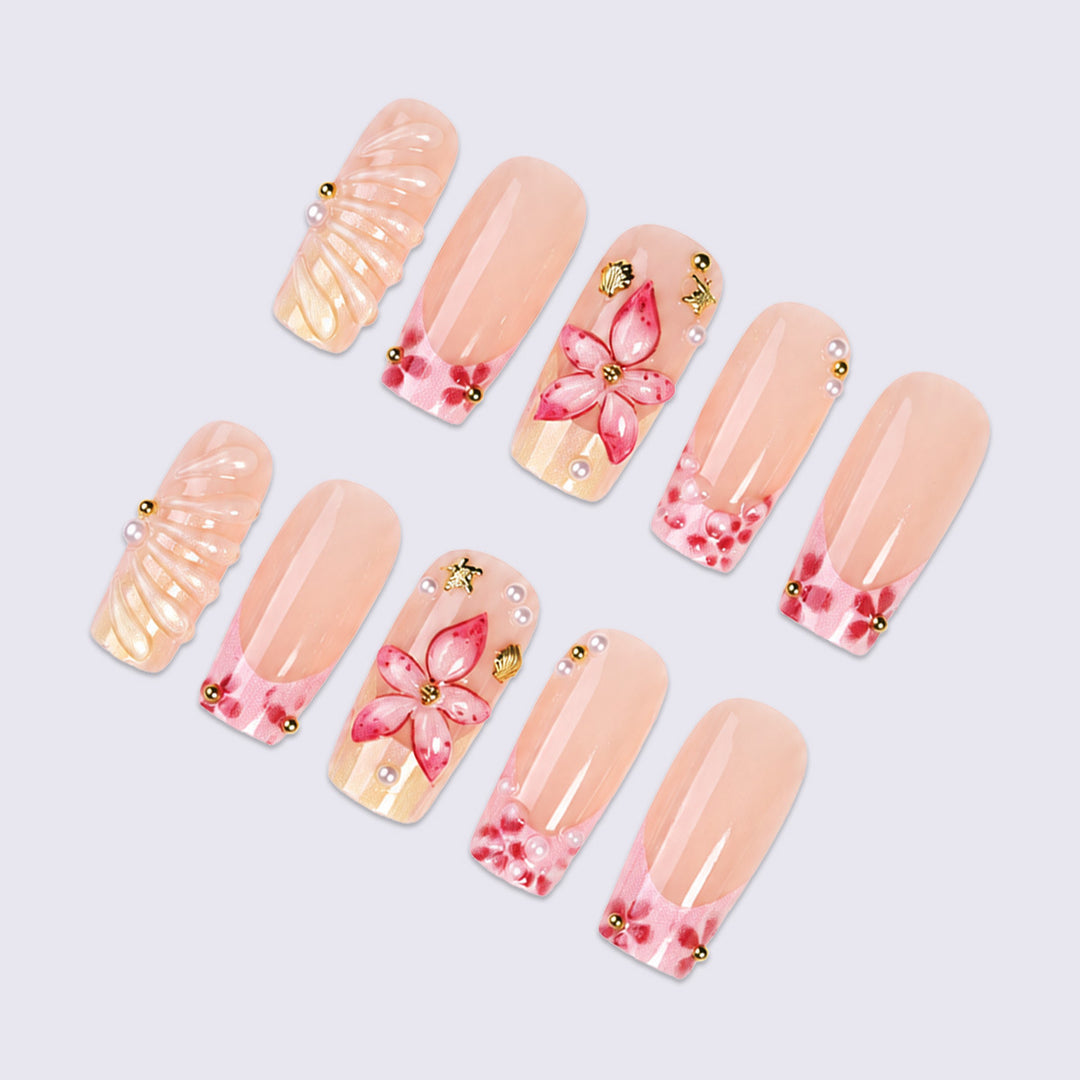 Decorative Floral Embellished Press-On Nails kalsten