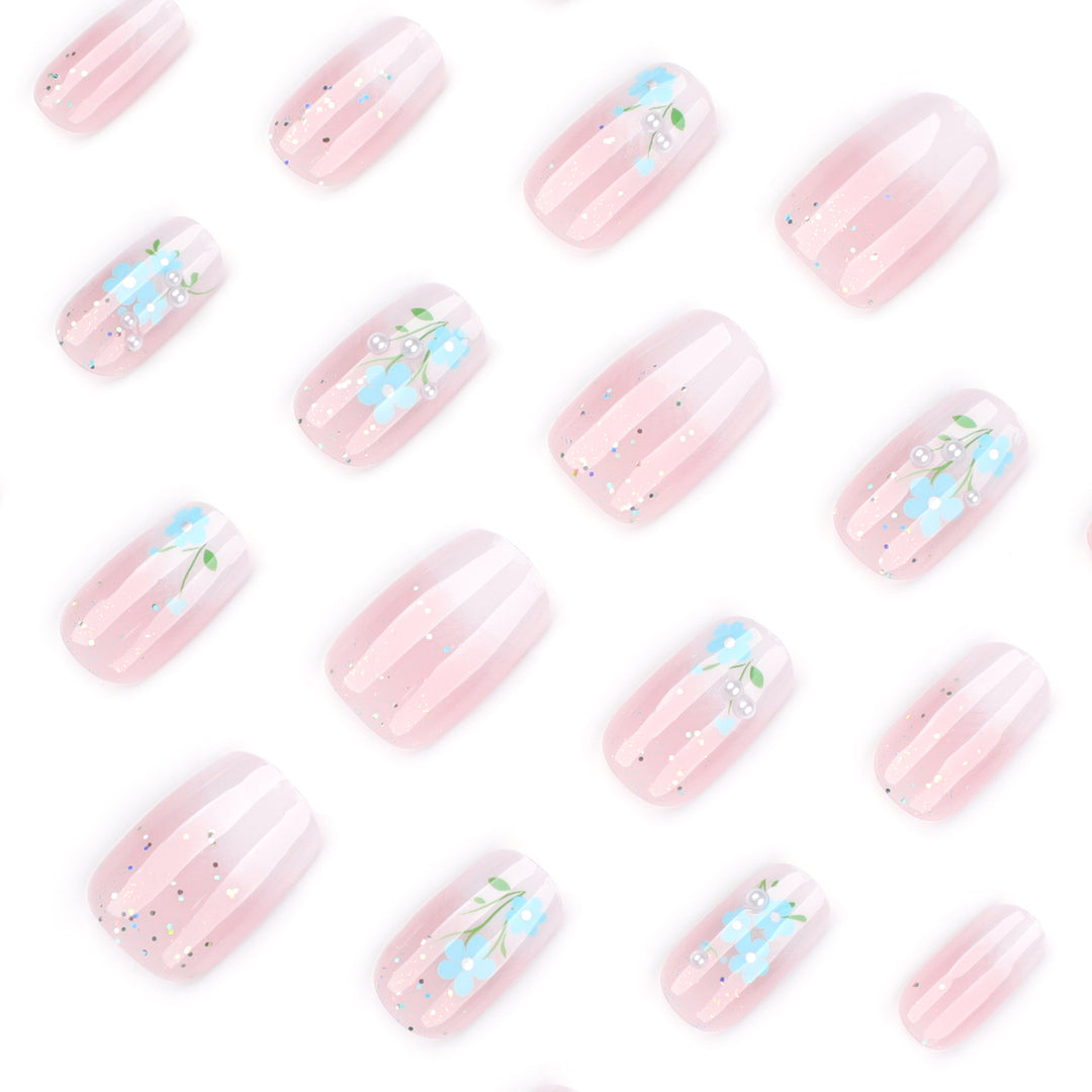 Artful nail extensions with floral design Kalsten