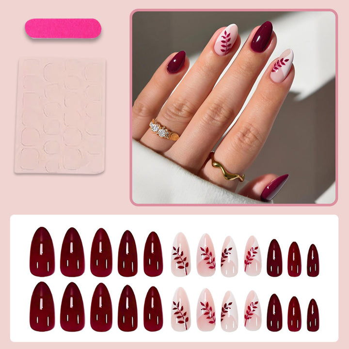 Nail art set with elegant leaf motif designs Kalsten