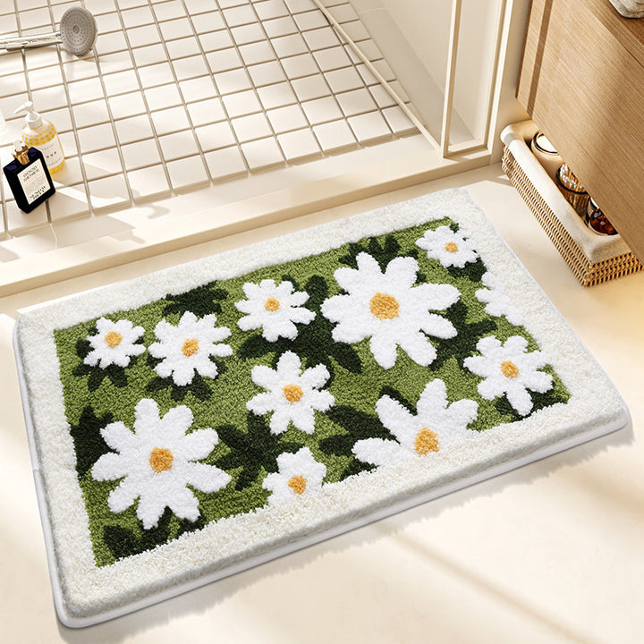 Plush Floral Design Bath Mat Kalsten