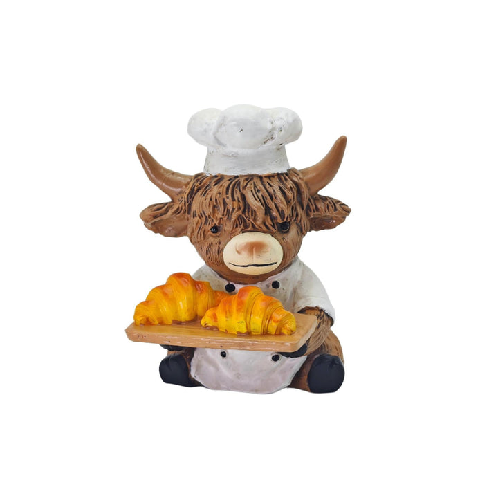 Decorative Highland Cattle Figure in Chef Outfit Kalsten
