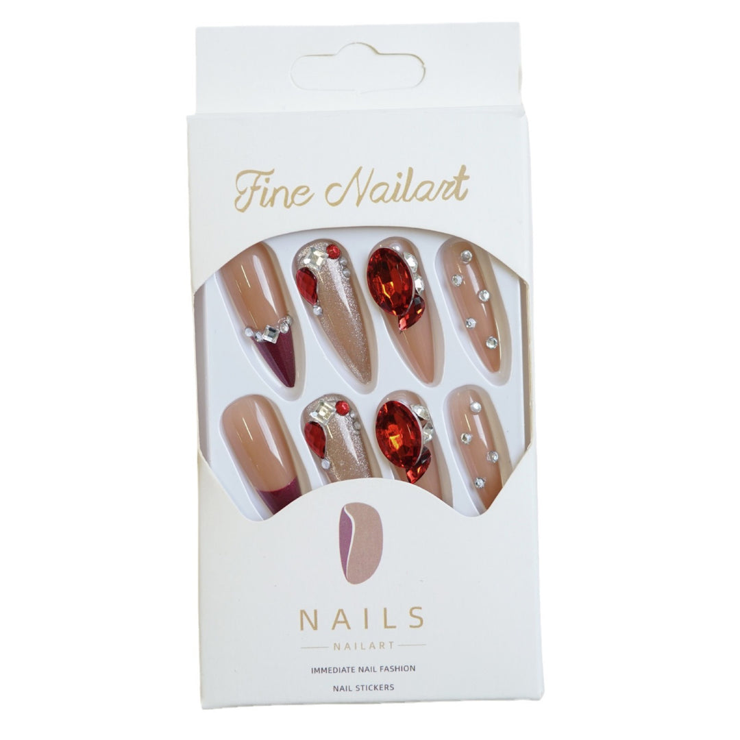 Decorative Stiletto Press-On Nail Set with Rhinestone Accents