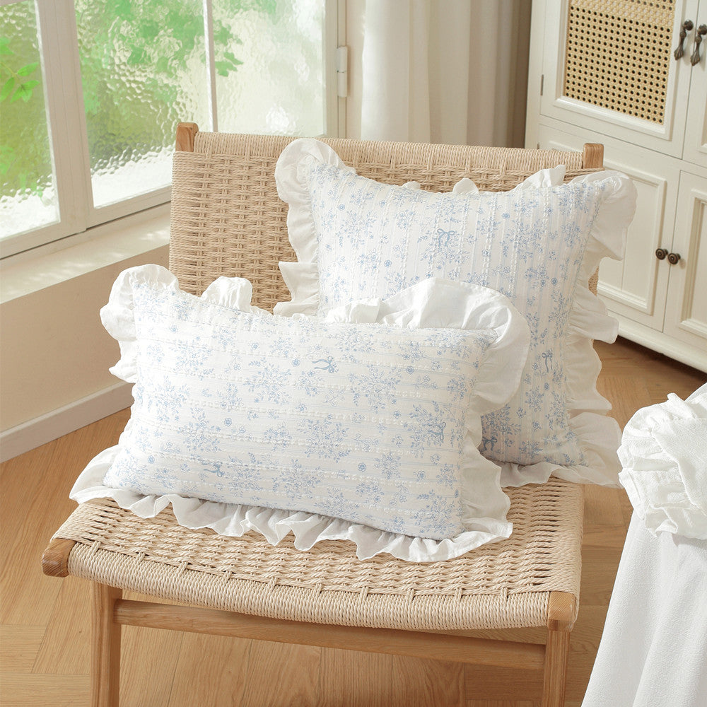 Decorative ruffled throw pillows