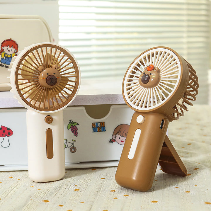 Unisex portable rechargeable USB hand fan with cute bear design and stand Kalsten