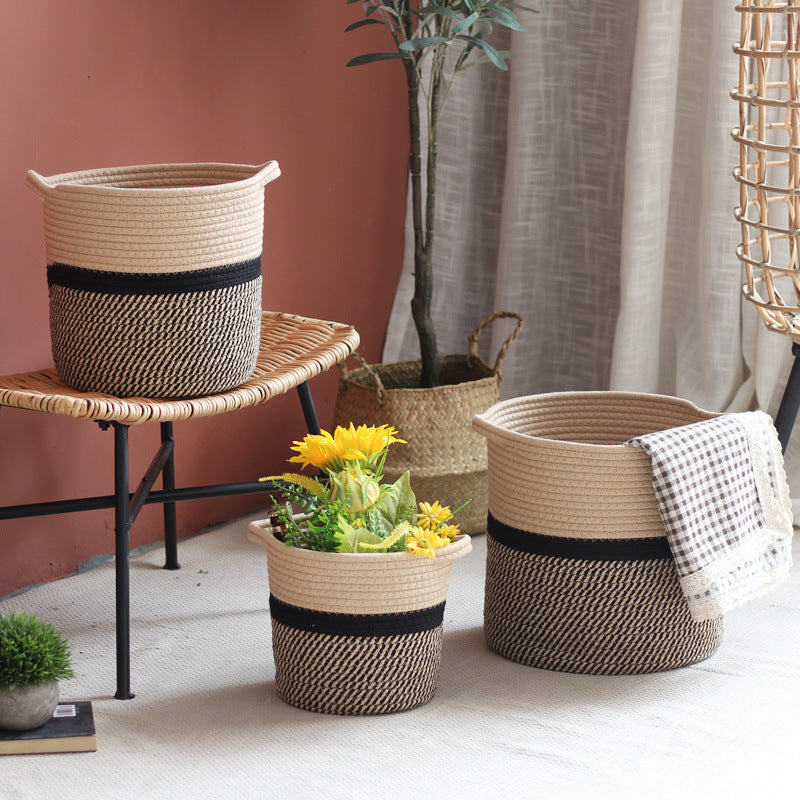 Handcrafted storage basket with handles Kalsten