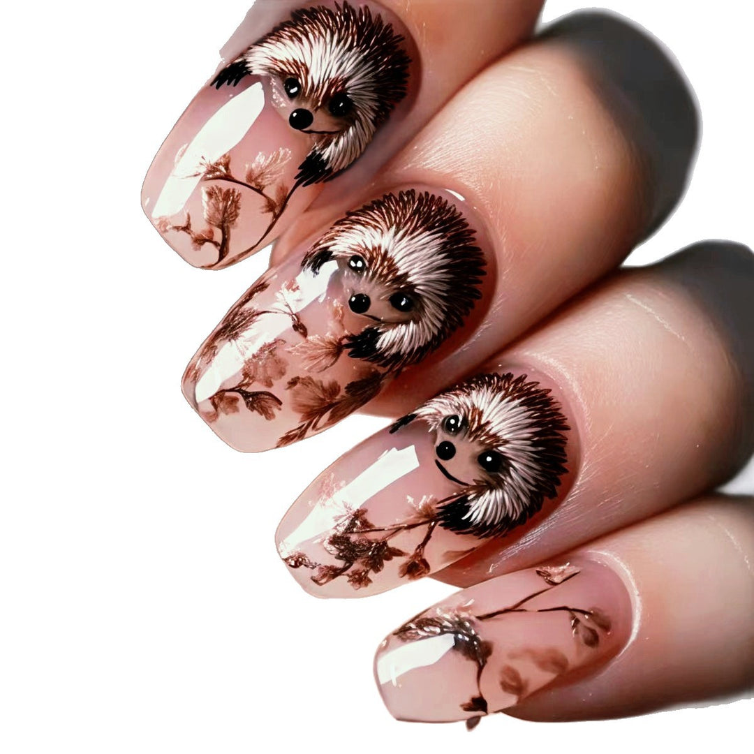 Artificial nails with cute hedgehog design Kalsten