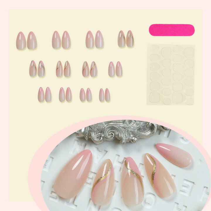 High-Quality Press-On Nails with Elegant Gold Accent Designs Kalsten