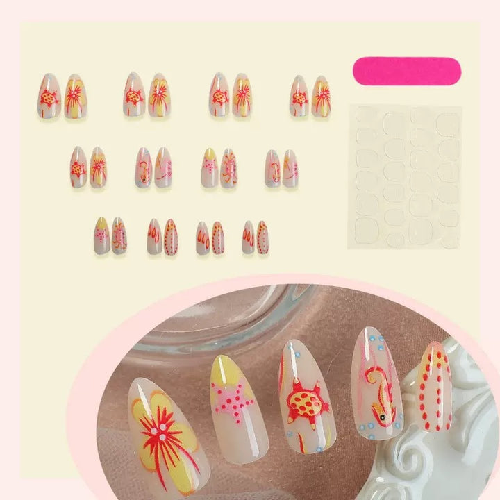 Nail set with maritime design and vibrant 3D motifs Kalsten