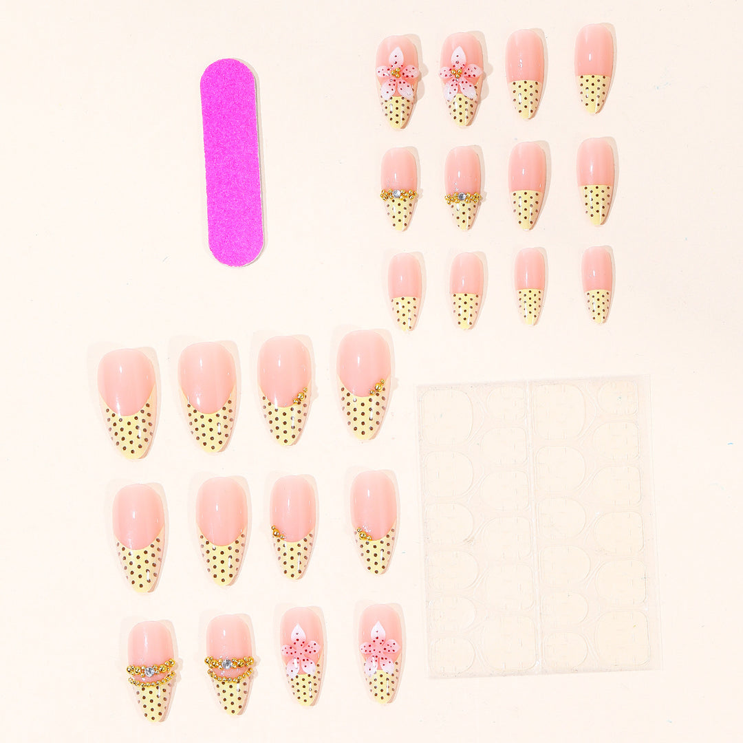 Artistic 3D Floral Accent Stiletto Nail Art Extensions Kalsten