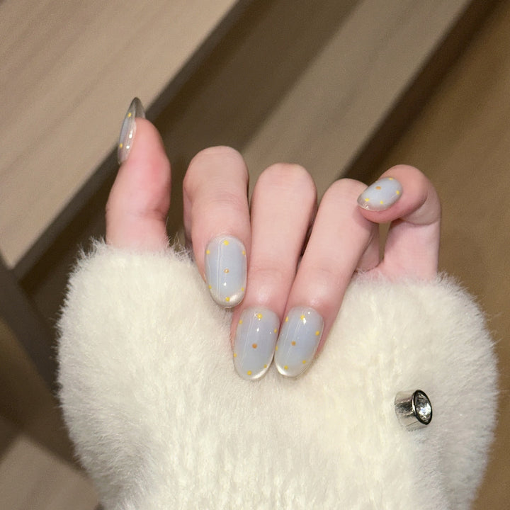 Handmade Press-On Nail Set with Artistic Floral Design Kalsten