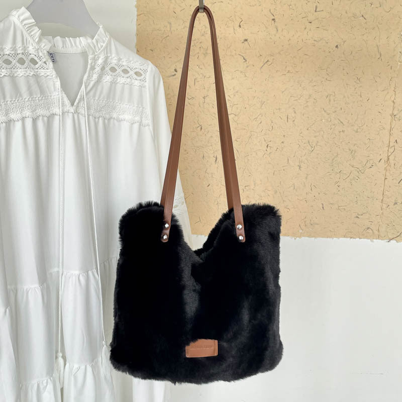 Plush Faux Fur Shoulder Bag