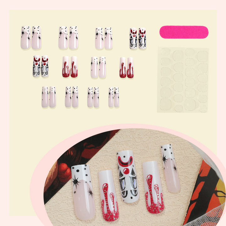 Artistic Press-On Nail Set with Creative Halloween Designs kalsten