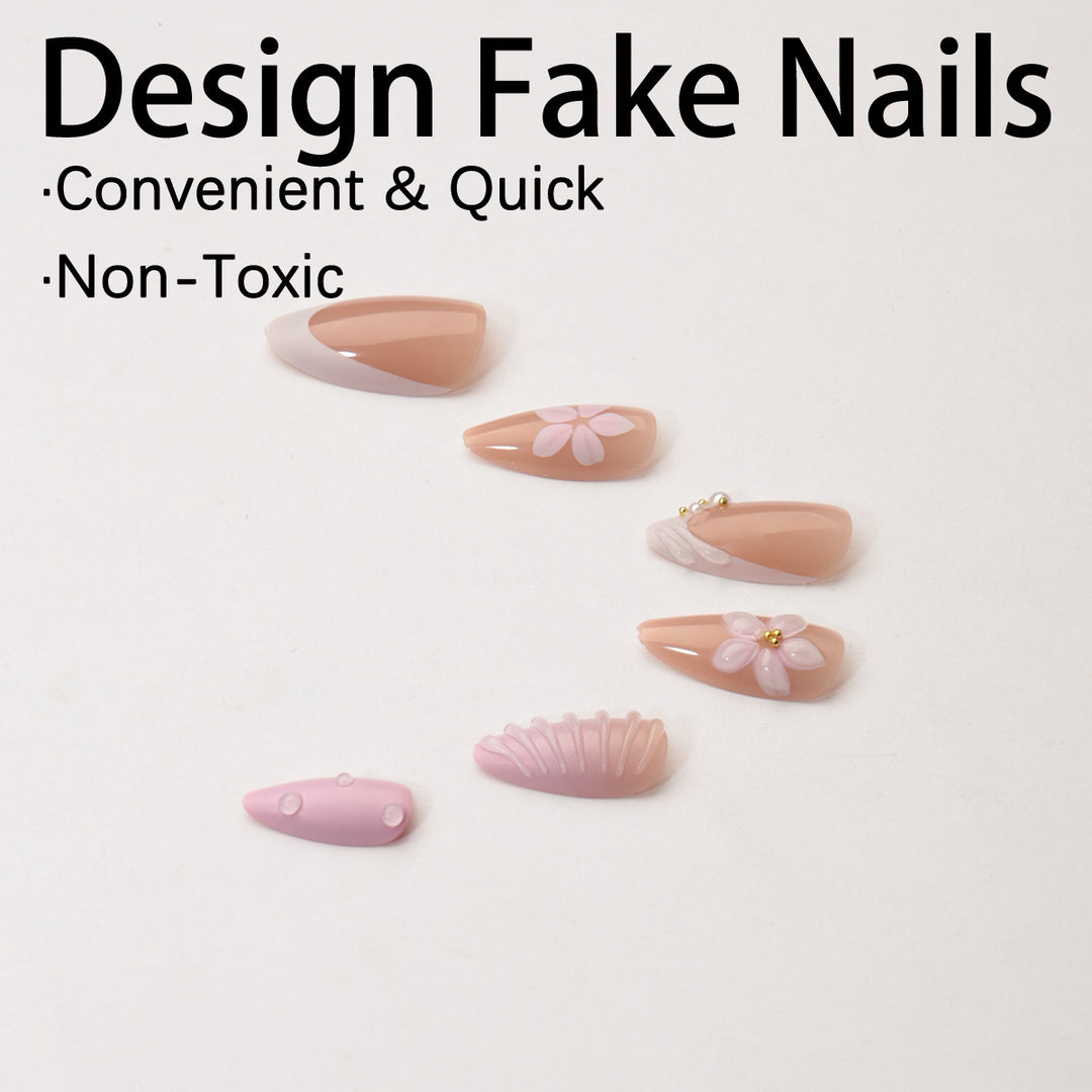 Creative nail art set with floral and shimmering design Kalsten