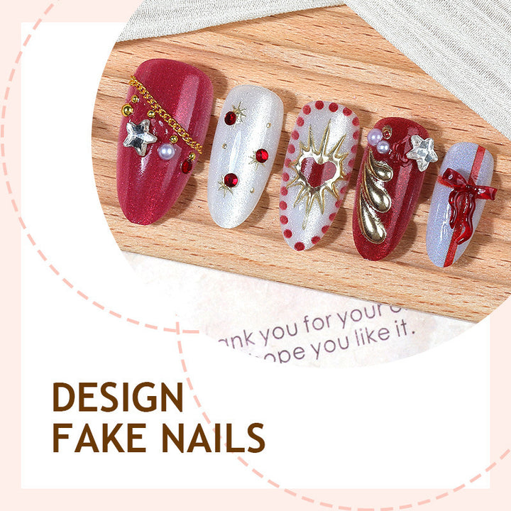 Artificial nail set with festive Christmas and glamour designs Kalsten