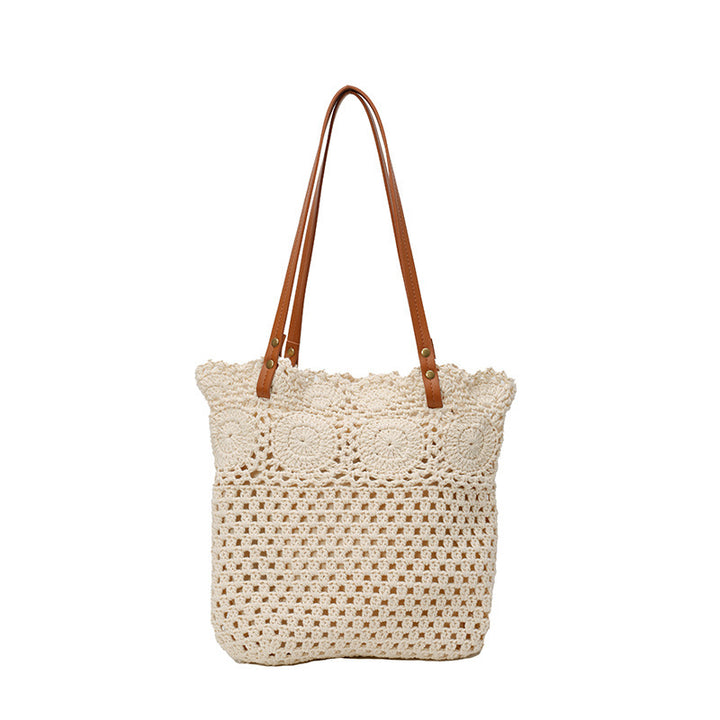 Crocheted tote bag with natural accents Kalsten