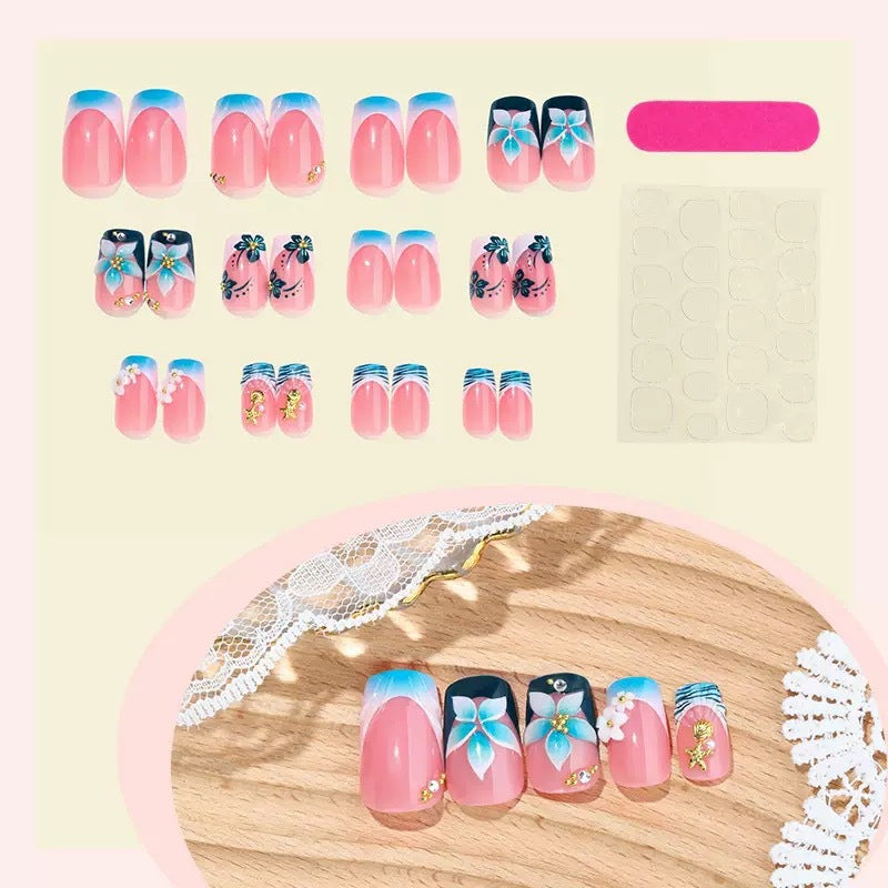 Floral-Themed 3D Press-On Nail Art Kalsten