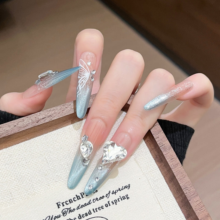 Artistic Crystal-Embellished Press-On Nail Art Kalsten