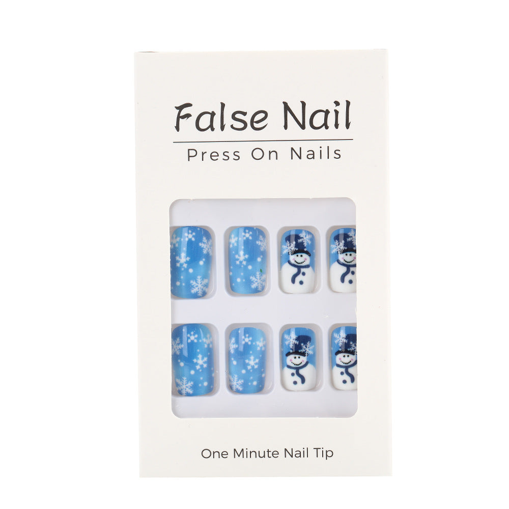 Artificial nails with wintry snowman design Kalsten