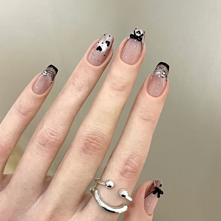Decorative Press-On Nail Set with Star and Bow Designs Kalsten
