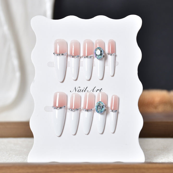 Luxury Rhinestone-Accented Stiletto Press-On Nail Art Kalsten